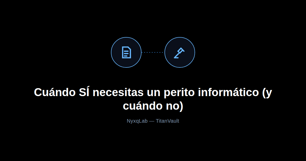 Icono de documento y mazo de juez, representando cuándo hace falta un perito informático