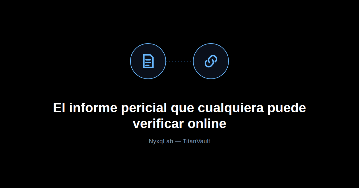 Icono de documento y enlace, representando un informe pericial verificable online