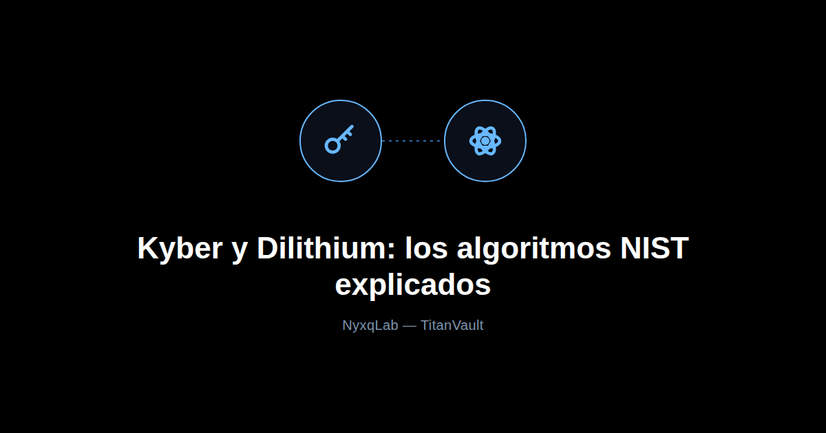 Icono de llave y átomo, representando los algoritmos Kyber y Dilithium del NIST