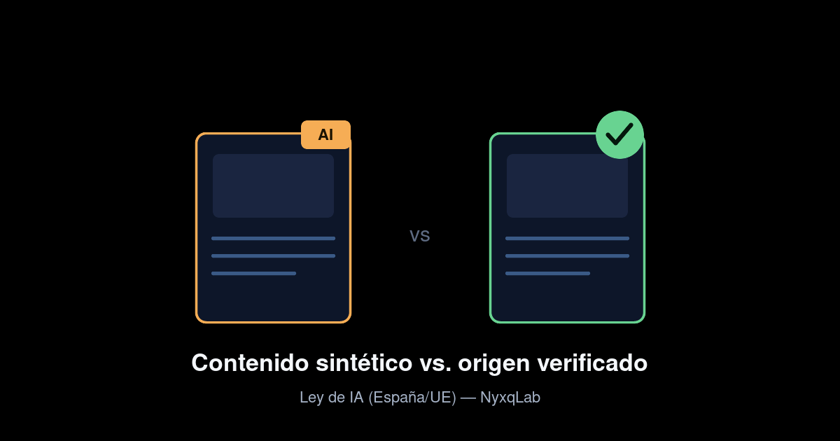 Comparación entre un documento marcado como IA y un documento con origen verificado criptográficamente